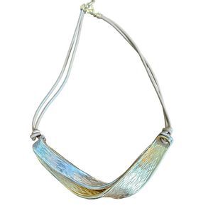 Gold Tone and Silver Tone Twist Pendant Necklace